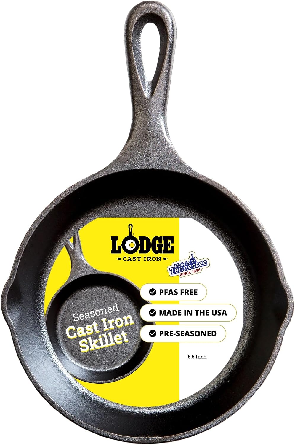 Lodge Pre-Seasoned Cast Iron Skillet, PFAS-Free, 10.25 Inches - Non-Toxic & Naturally Non-Stick Cast Iron Pan, Compatible with Oven, Stove, Grill & Campfire, Made in USA