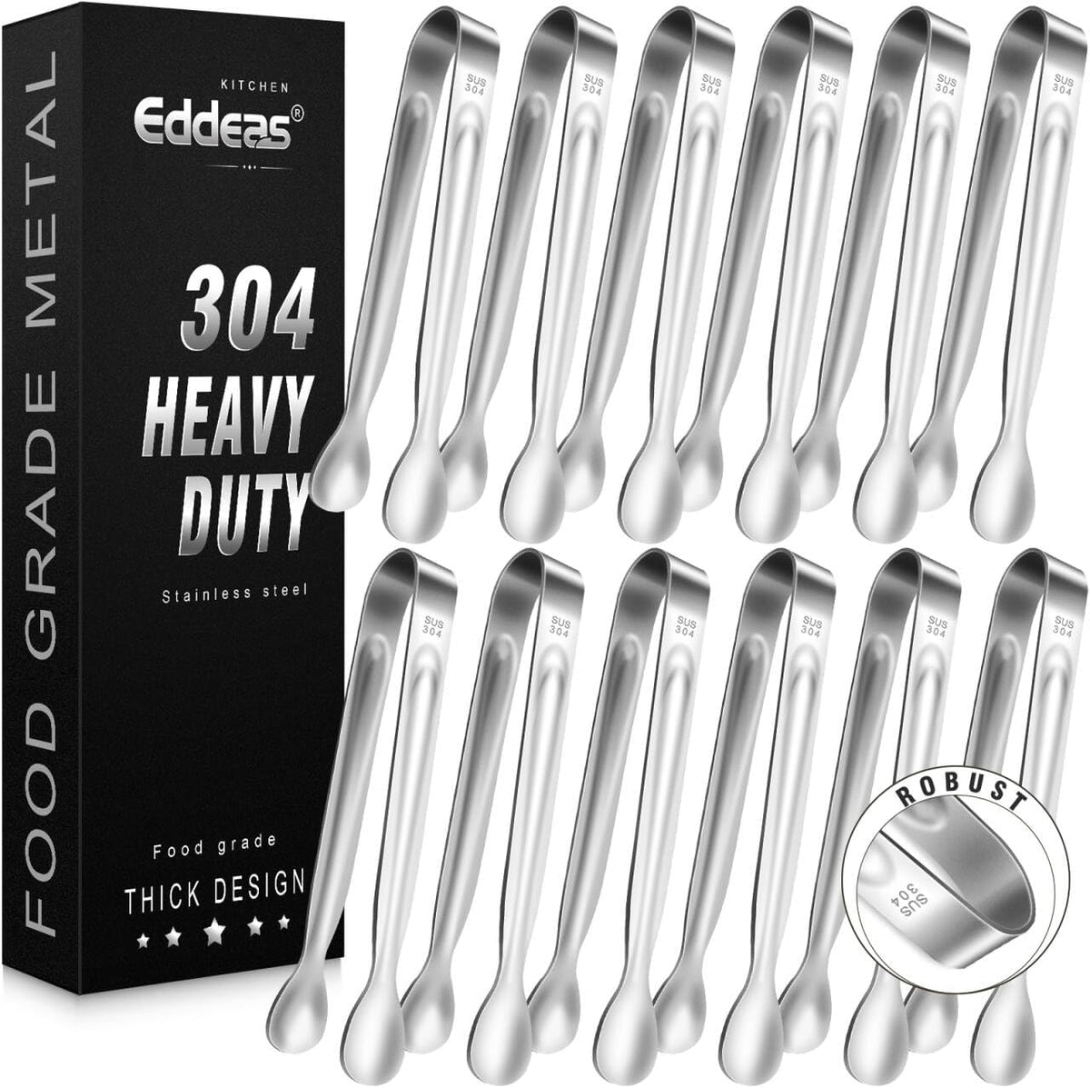 Limited-Time Deal - Tongs For Cooking Up To 600°F Metal Kitchen Tweezers Tongs 12, 9 in - Heat Resistant 600 Degrees, Heavy Duty Stainless Steel Cooking for Food, Grill, BBQ, Dishwasher safe Set of 4