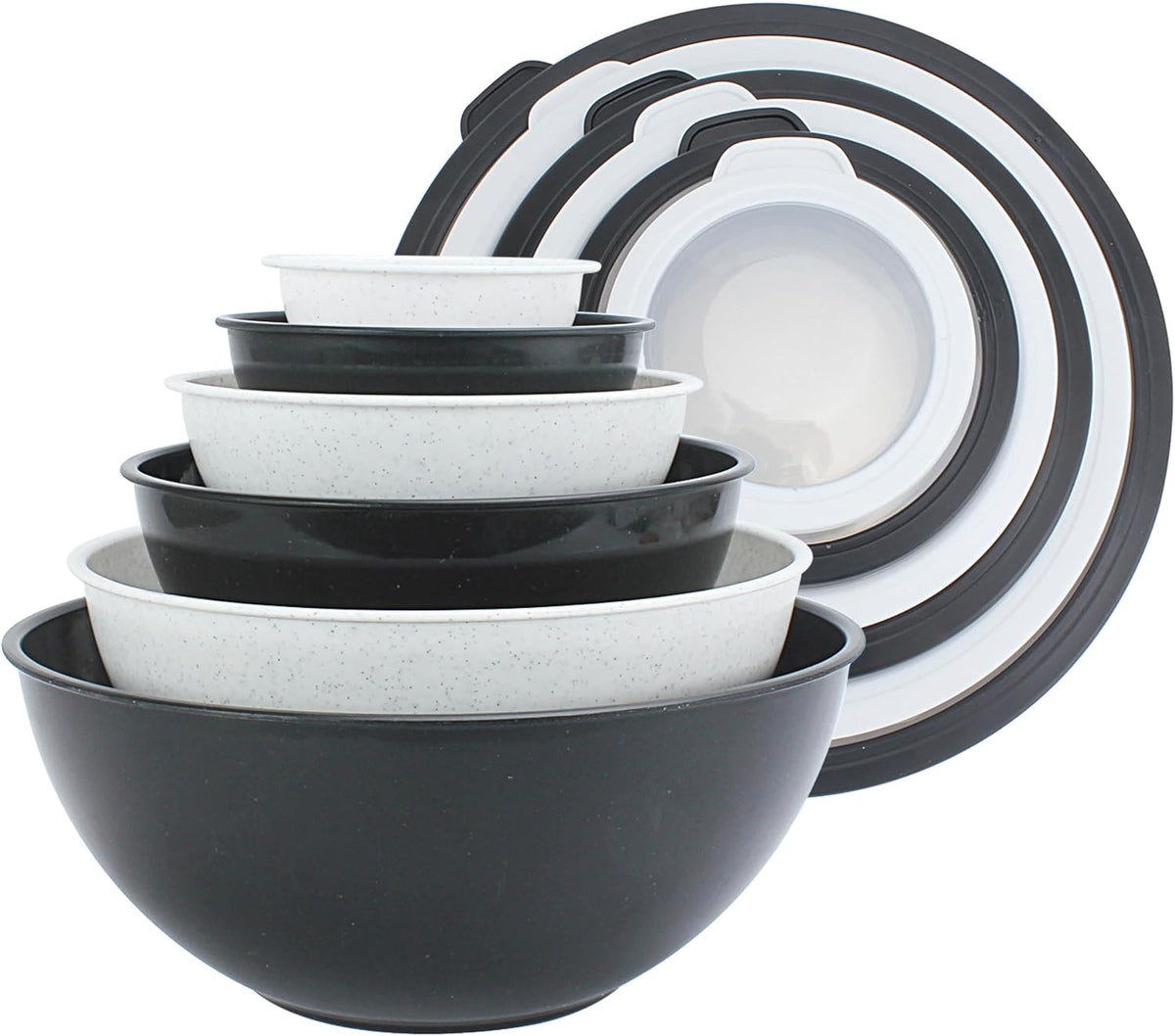 Special Offer - COOK WITH COLOR Mixing Bowls with Lids - 12 Piece Plastic Nesting Bowls Set includes 6 Prep Bowls and 6 Lids, Microwave Safe Mixing Bowl Set, Brown Embossed