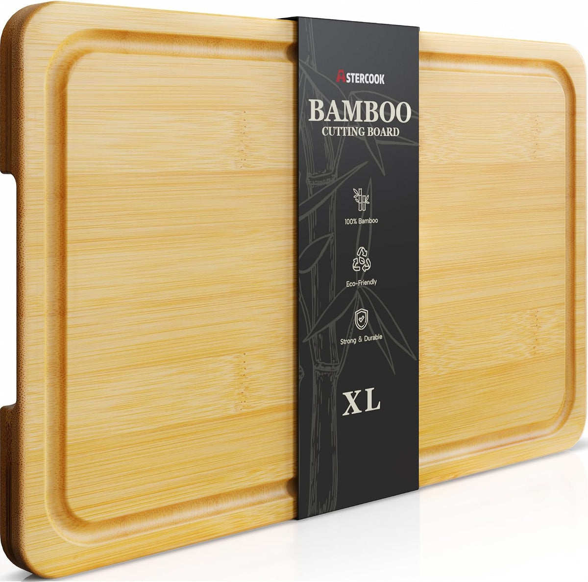 Hot Sale - Astercook Deep-Carbonized Bamboo Cutting Boards for Kitchen with Wood Storage Stand, Reversible Charcuterie & Chopping Boards with Juice Grooves and Easy-Grip Handles, Fathers Day Gift for Men