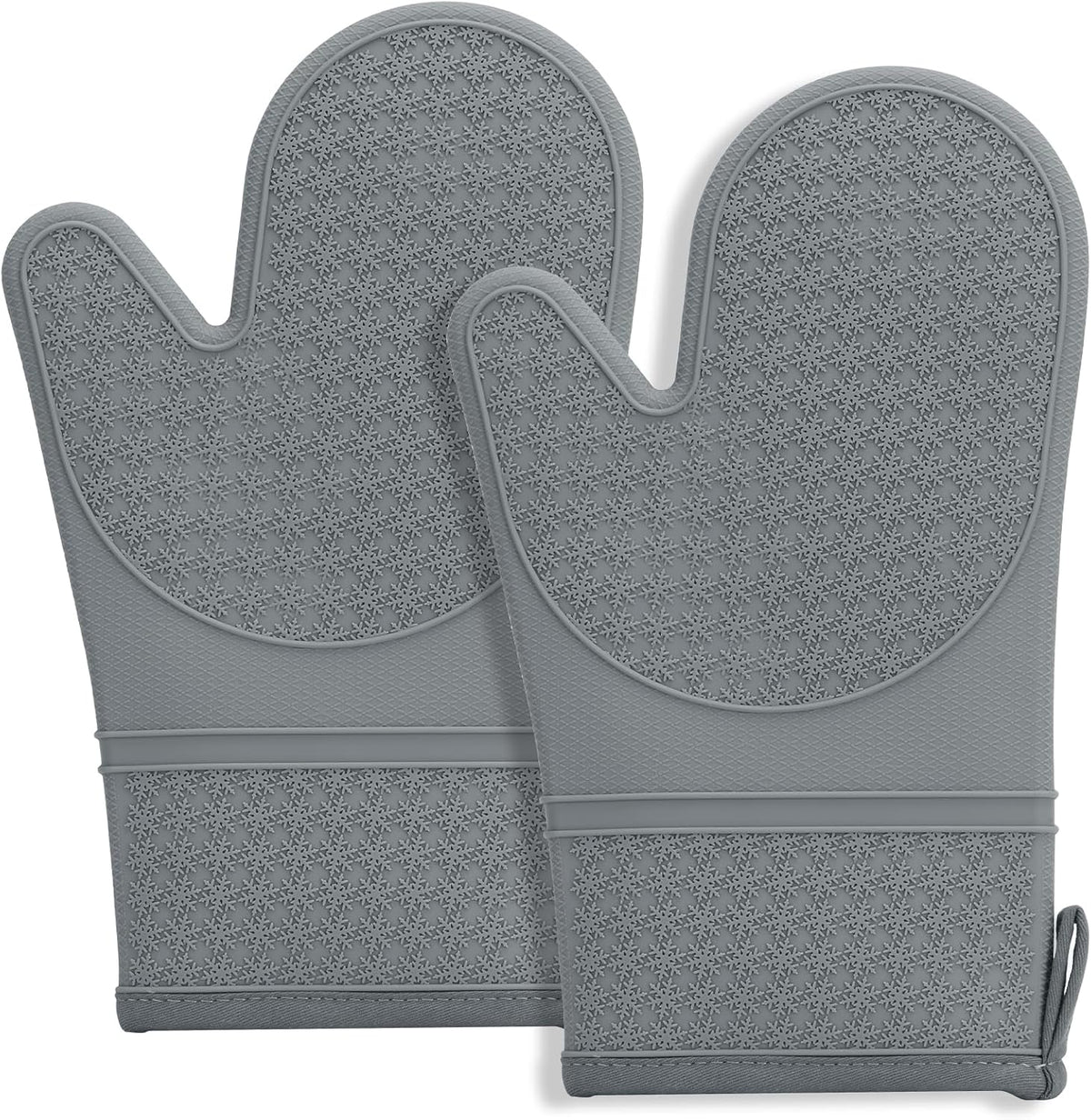 Hovico Silicone Oven Mitts, Heat Resistant 500F Kitchen Mitts 2PCS, 11.6 BPA-Free Soft Baking Gloves, Non-Slip Grip Oven Gloves with Soft Cotton Lining for Kitchen Cooking Baking BBQ - Black