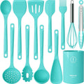 Hot Sale - Silicone Cooking Utensils Set - 600°F Heat Resistant, Nonstick Kitchen Utensil Set with Spatulas, Spoons, Whisk, Tongs, BPA Free, Dishwasher Safe, Black