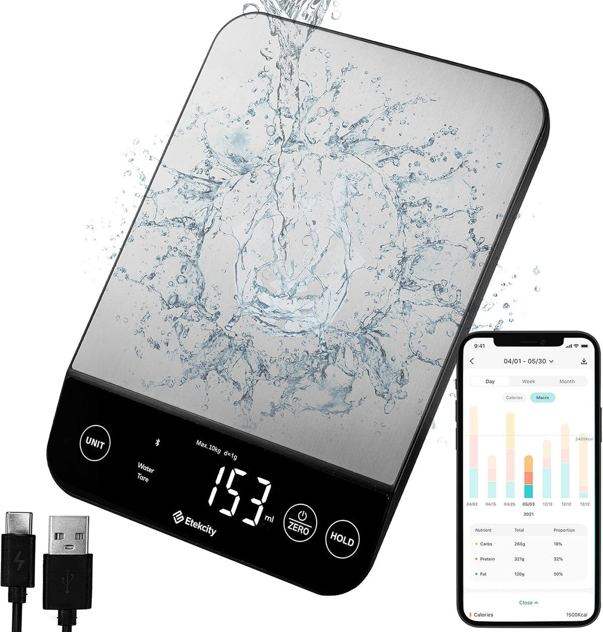 Etekcity Food Kitchen Scale, Digital Grams and Ounces, 11lb - Tare function, ideal for baking, weight loss, keto, meal prep, packages, liquids and jewelry, 304 Stainless Steel