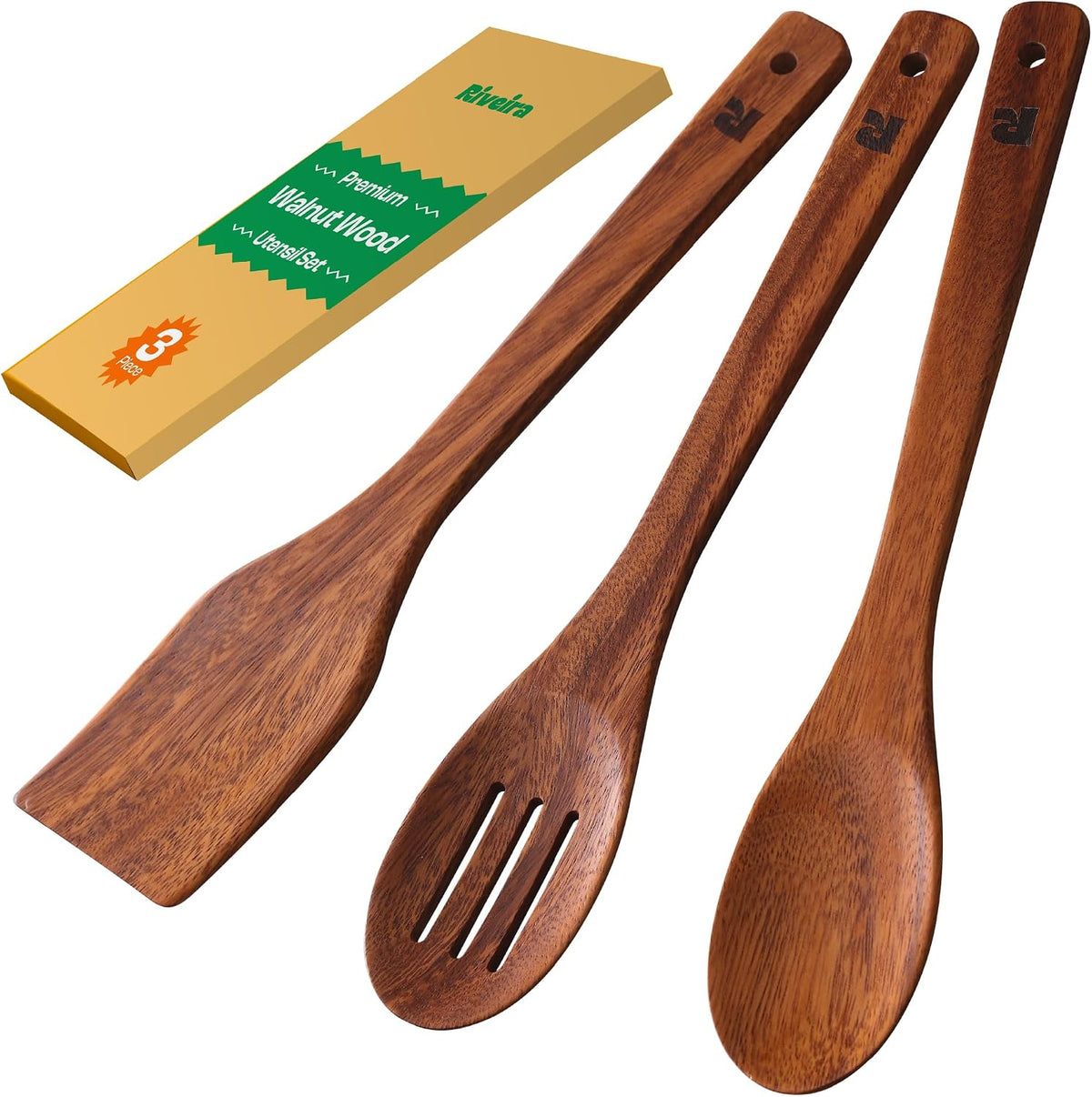 Flash Sale - Riveira Bamboo Cooking Spoons 6-Piece – Wooden Cooking Utensils Set with Wooden Spoons for Cooking & Spatulas Wooden Utensil Sets – Premium Kitchen Utensils Set – Durable First Apartment Essentials
