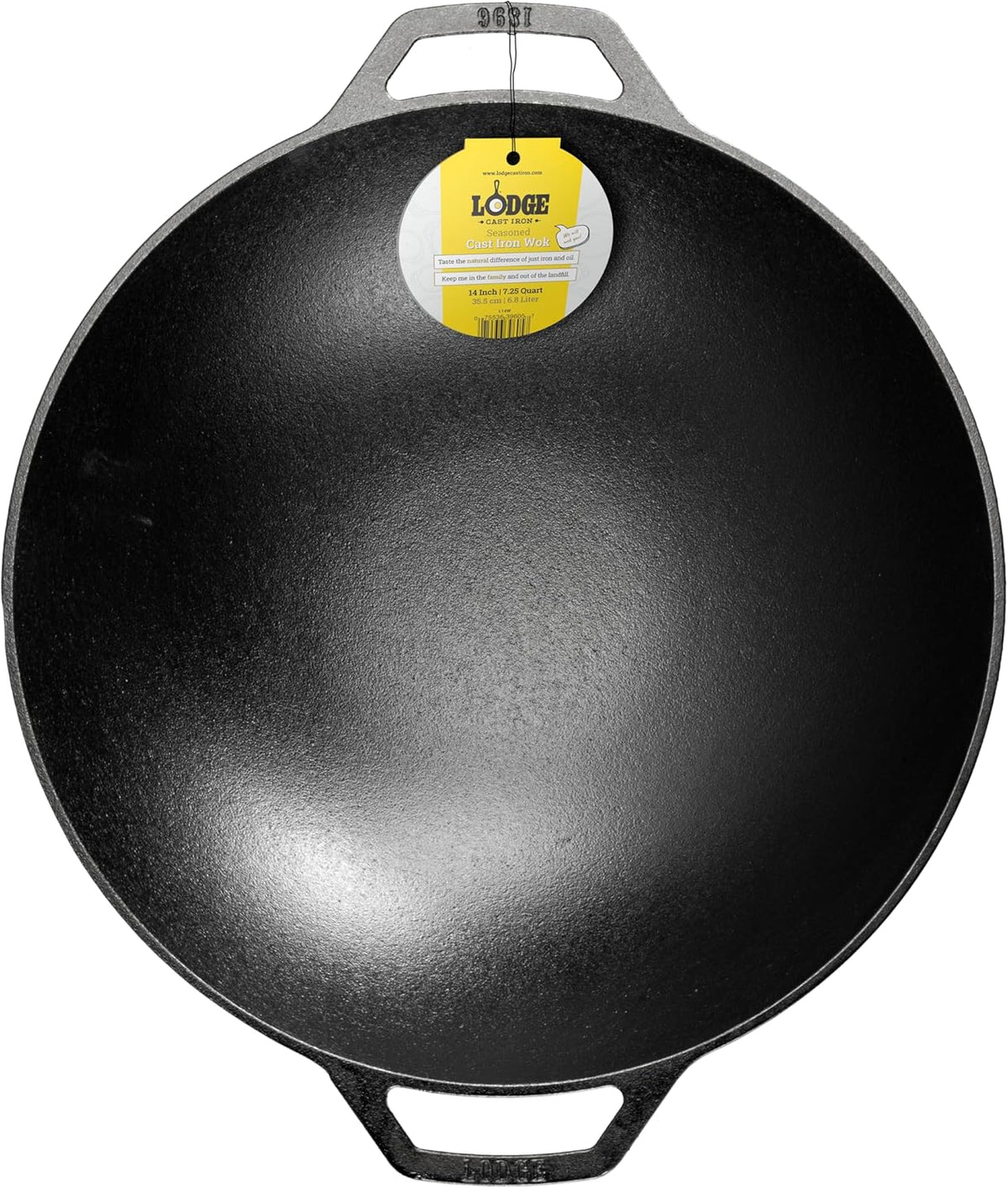 Lodge Cast Iron Wok with Dual Loop Handles, PFAS Free, 14 Inches - PFAS-Free Cast Iron Wok for Stir Fry, Searing & Everyday Cooking, Oven & Stovetop Safe, Non-Toxic & Durable