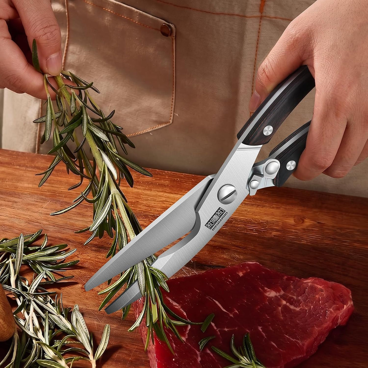 Best Seller - HOSHANHO Kitchen Scissors Heavy Duty, Sharp Kitchen Shears for Poultry - Stainless Steel Kitchen Scissors with Non-Slip Handle & Safety Lock, All Purpose Cooking Scissors for Meat、Turkey、Vegetables