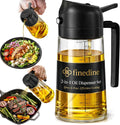 Limited-Time Deal - FineDine 16 oz Glass Olive Oil Sprayer for Cooking, Oil Dispenser, Black - Glass 2-in-1 olive oil dispenser bottle, oil dispenser for kitchen, oil spray bottle, mist or stream, anti-drip spout, salads