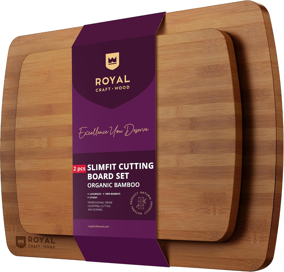 Flash Sale - ROYAL CRAFT WOOD Wooden Cutting Boards for Kitchen Appliances - Non Toxic Bamboo Wood Cutting Board Set with Deep Juice Groove, Side Handles, Charcuterie & Butcher Block for Meat, Meal Prep & Serving