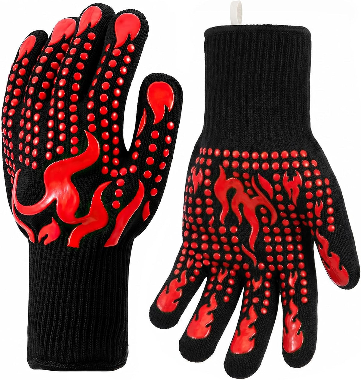 Hovico Silicone Oven Mitts, Heat Resistant 500F Kitchen Mitts 2PCS, 11.6 BPA-Free Soft Baking Gloves, Non-Slip Grip Oven Gloves with Soft Cotton Lining for Kitchen Cooking Baking BBQ - Black