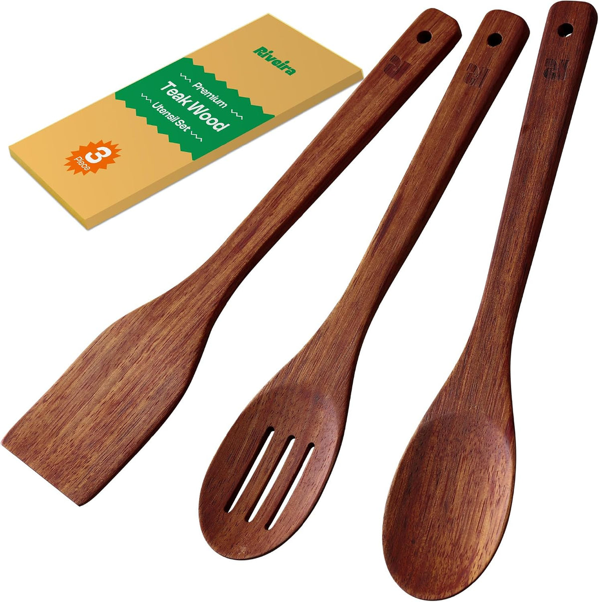 Flash Sale - Riveira Bamboo Cooking Spoons 6-Piece – Wooden Cooking Utensils Set with Wooden Spoons for Cooking & Spatulas Wooden Utensil Sets – Premium Kitchen Utensils Set – Durable First Apartment Essentials