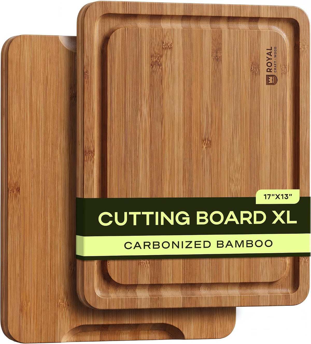 Flash Sale - ROYAL CRAFT WOOD Wooden Cutting Boards for Kitchen Appliances - Non Toxic Bamboo Wood Cutting Board Set with Deep Juice Groove, Side Handles, Charcuterie & Butcher Block for Meat, Meal Prep & Serving