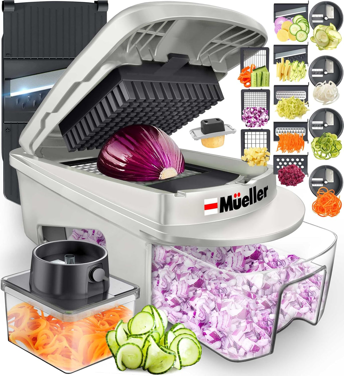 Hot Sale - MUELLER HOME Pro-Series All-in-One, 12 Blade Mandoline Slicer for Kitchen