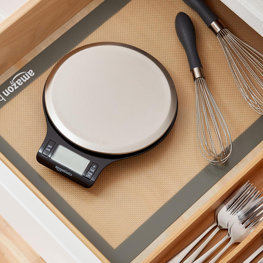 Best Seller - Amazon Basics Digital Kitchen Scale with LCD Display, Tare Function, Multiple Units, Weighs up to 11 Pounds, Batteries Included, Black and Stainless Steel