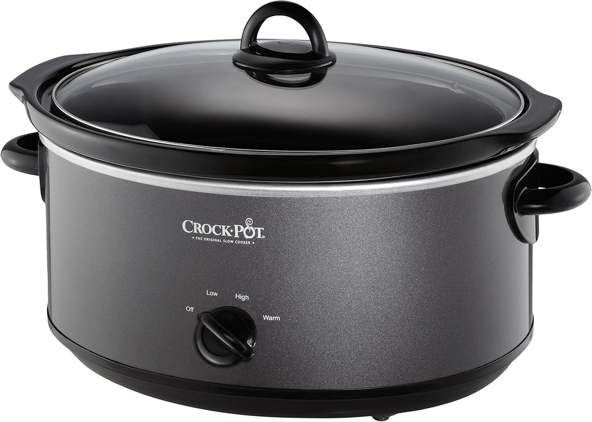 Limited-Time Deal - Crock-Pot 7-Quart Manual Slow Cooker, Family Size Serves 8+ People & Fits 6-lb Roast, Removable Stoneware with Warming Setting, Dishwasher Safe for Easy Cleanup, Stainless Steel